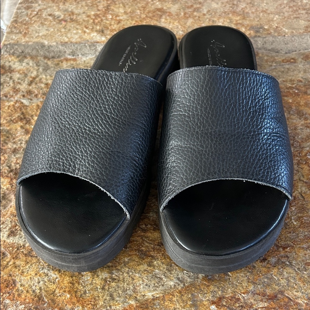 Genuine Italian Leather Slide Platforms Sandals 40